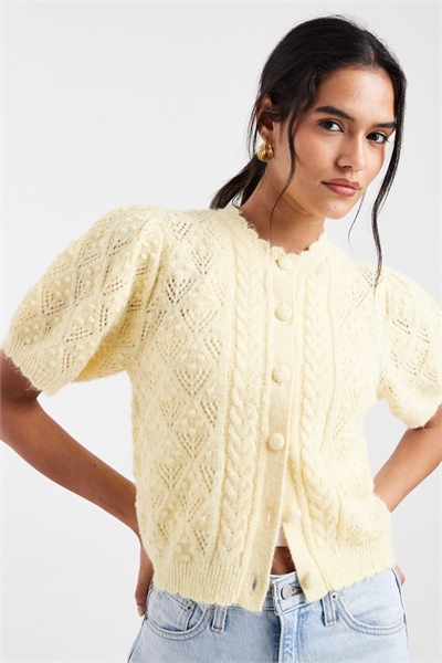 Кардиган с короткими рукавами из трикотажа «пойнтелл» артикул 150050699