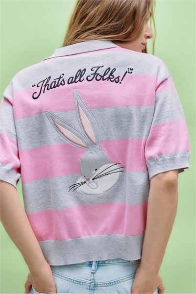 Трикотажная рубашка-поло с изображением Багса Банни артикул 156370013
