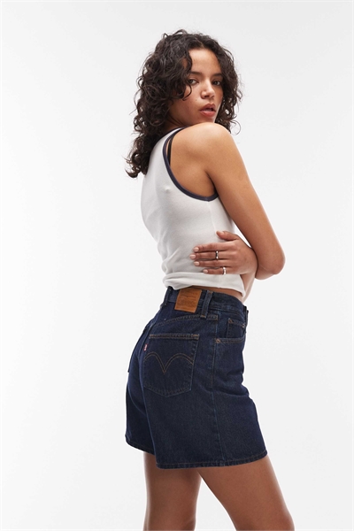 Шорты из джинсовой ткани с высокой талией и свободным кроем артикул 150080101