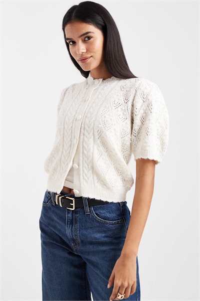 Кардиган с короткими рукавами из трикотажа «пойнтелл» артикул 150050714