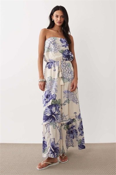 Макси-платье-бандо с воланами и цветочным принтом артикул 155637504