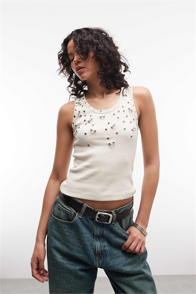 Топ-жилет с ажурной вставкой артикул 155771905