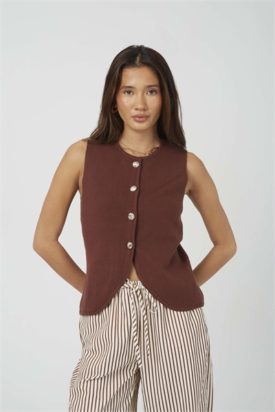 Вязаный жилет с круглым вырезом артикул 156387301