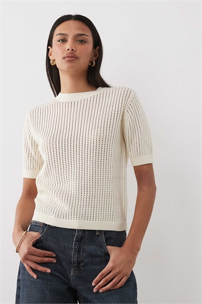 Трикотажный топ с короткими рукавами из 100% хлопка артикул 156172286