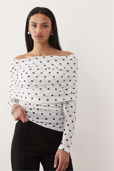 Топ с открытыми плечами и длинными рукавами артикул 156172263