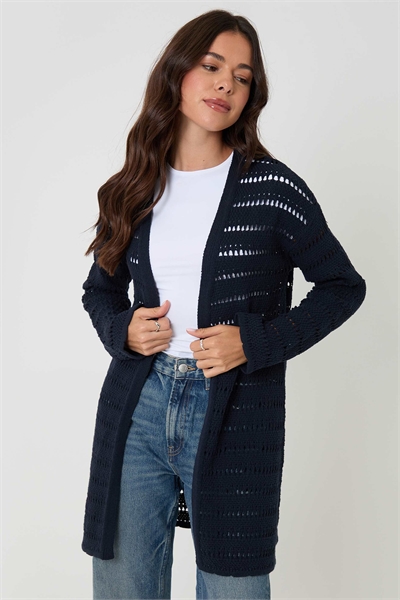 Длинный кардиган из трикотажа с узором «пойнтелл» артикул 156135453