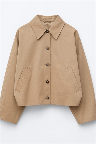 Хлопковая куртка-бомбер в стиле тренч артикул 155250764