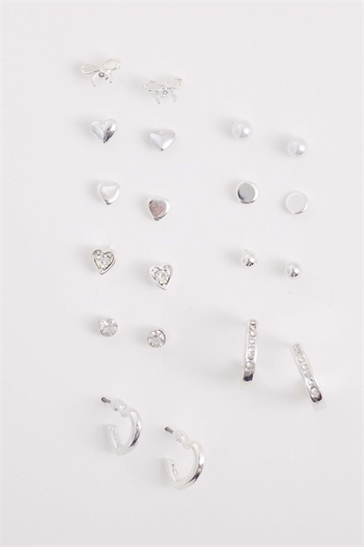 Набор из 10 сережек-гвоздиков с бантиком и обручем артикул 154316212