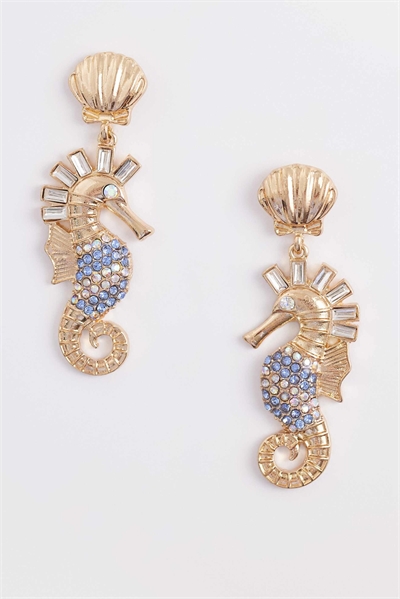 Серьги-подвески в виде морского конька артикул 154316220