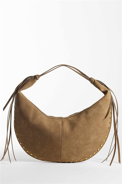 Сумка-тоут из замши с рюшами и длинными ручками артикул 154870060