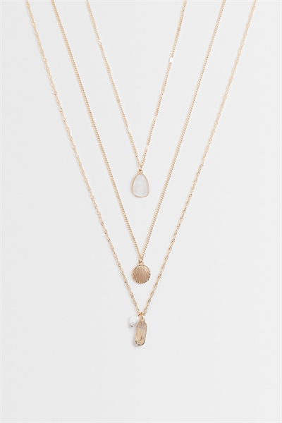 Ожерелье из тонких ракушек в 3 ряда артикул 154316201