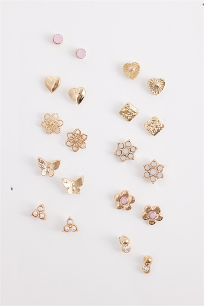 Набор из 10 сережек-гвоздиков с розовыми цветами артикул 154316213