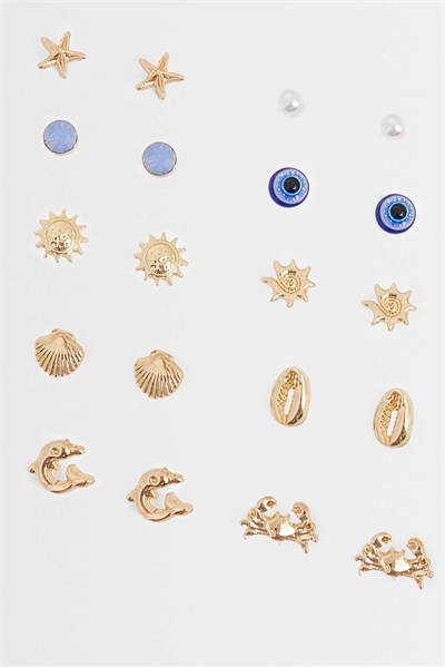 Набор из 10 сережек-гвоздиков в стиле «отпускные настроения» артикул 154316214