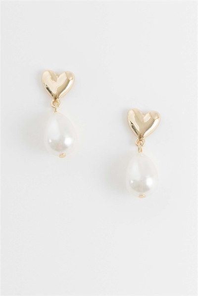 Серьги с миниатюрным сердечком и подвеской в виде искусственной жемчужины артикул 155594848