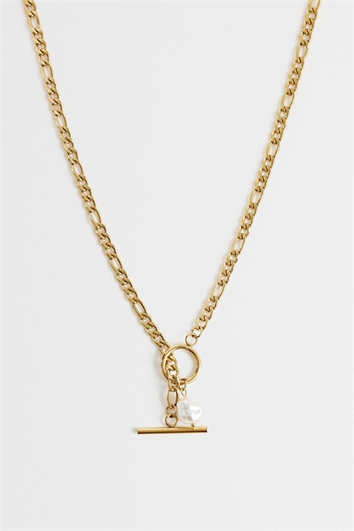 Колье с цепочкой в форме буквы «Т» и подвеской из жемчуга артикул 154852950