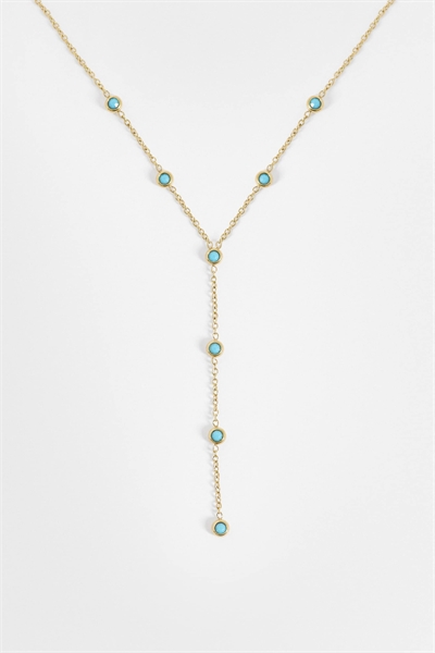 Колье-лариат с бирюзовым камнем артикул 154852957