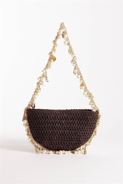 Сумка через плечо, украшенная ракушками и бусинами артикул 152383658