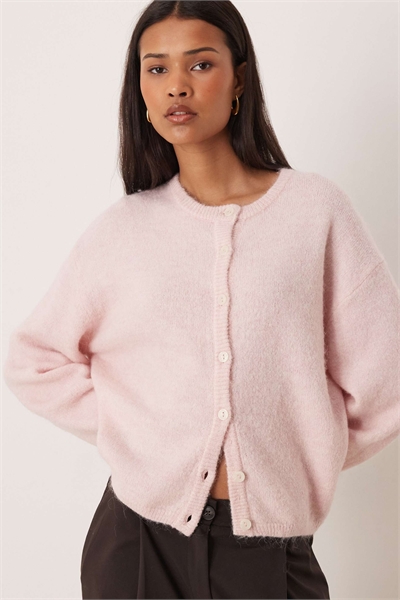 Вязаный кардиган из шерсти и альпаки с круглым вырезом артикул 154757010