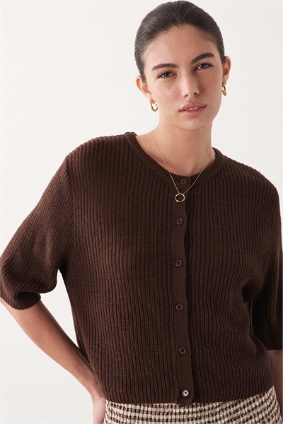 Кардиган с короткими рукавами свободного кроя из вязаного трикотажа артикул 154746547