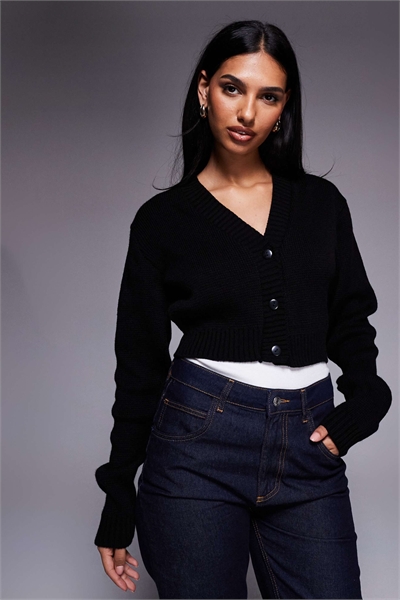 Эксклюзивный укороченный кардиган с V-образным вырезом и застежкой на пуговицах спереди артикул 153717000