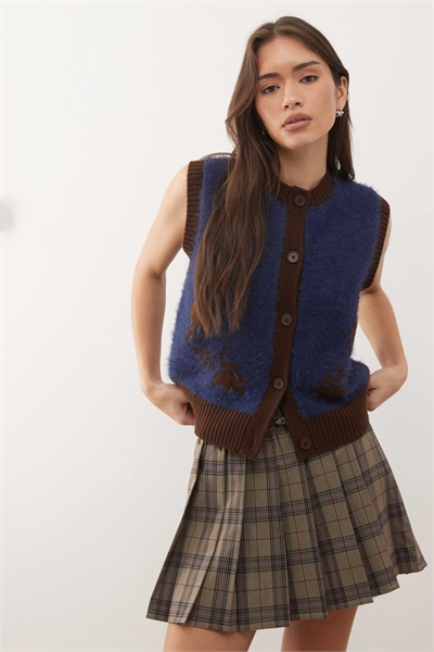 Топ-безрукавка на пуговицах с цветочным принтом артикул 151930884