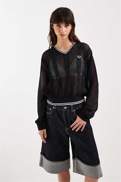 Свитер с ажурной вязкой артикул 154764277