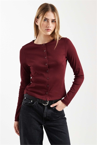 Хлопковая кофта с ребристым воротником-стойкой и застежкой на пуговицы артикул 150480334