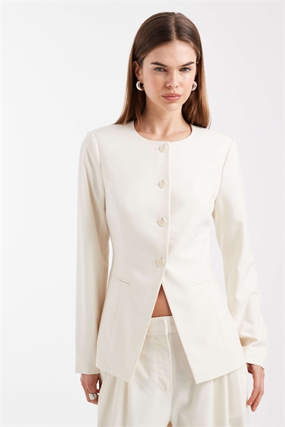 Комплект из приталенного блейзера без воротника артикул 153813087