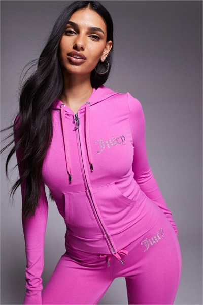 Худи с капюшоном из велюра на молнии с логотипом, обведенным стразами co-ord артикул 154747754