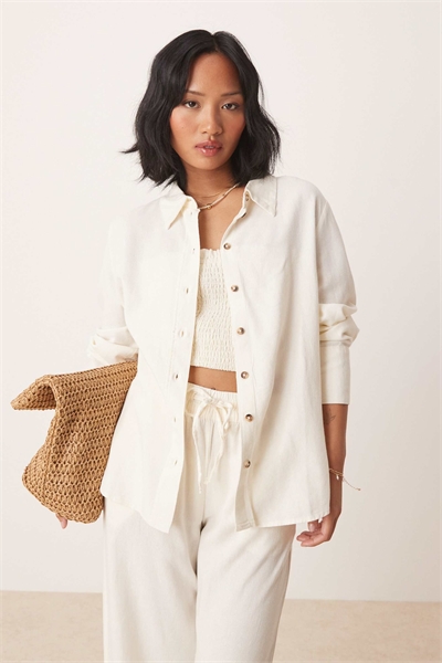 Рубашка из льняной ткани свободного кроя co-ord артикул 139105156