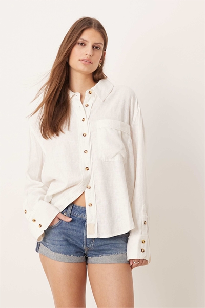 Топ из ткани с высоким содержанием льна артикул 154232060