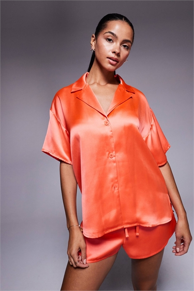 Рубашка с короткими рукавами из атласа co-ord артикул 141734163