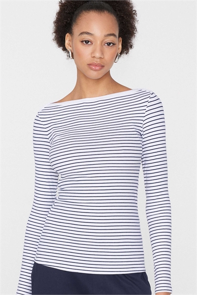 Топ с длинным рукавом и ребристой отделкой в стиле «боут» от Cot.rigata артикул 156299235