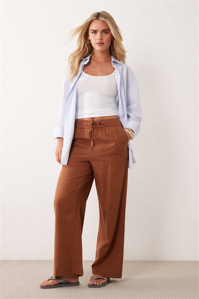 Брюки с широкими брючинами из смесовой ткани артикул 155322943