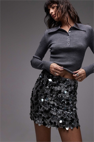 Мини-юбка с разноцветными пайетками артикул 150429331