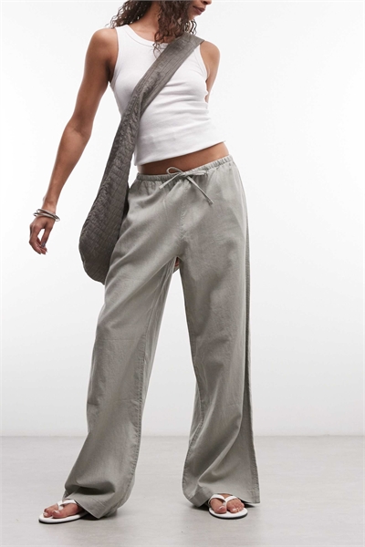 Брюки с широкими брючинами из смешанного льна артикул 155696885