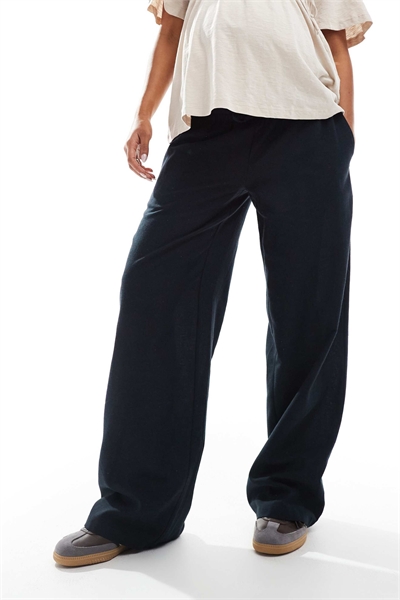 Брюки с широкими штанинами из ткани с эффектом льна от Mamalicious Maternity артикул 140396026