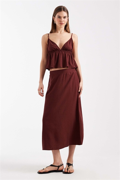 Юбка средней длины с эффектом льна co-ord артикул 154693192