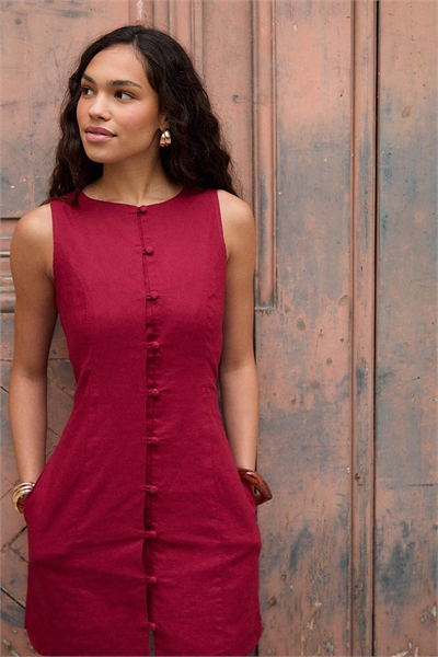 Платье-сарафан из смешанного льна артикул 156193792