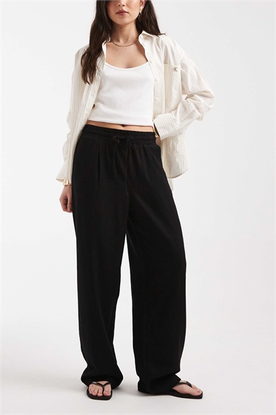 Брюки с завязкой на талии из смешанного льна артикул 153815089