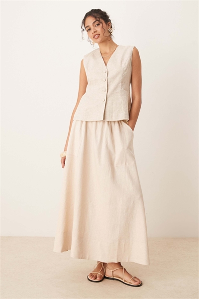 Юбка средней длины с эффектом льна артикул 142722324