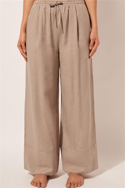 Брюки-палаццо из льна и вискозы артикул 156299458