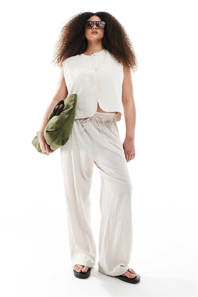 Брюки из смешанного льна, надеваемые через голову co-ord артикул 139946711