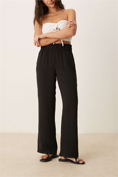 Брюки с широкими брючинами, имитирующие льняной материал, с завышенной талией артикул 140698856