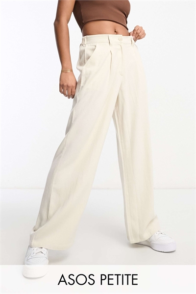ASOS DESIGN Брюки-клин с широкими штанинами и льняным вкраплением цвета «камень» артикул 124214347