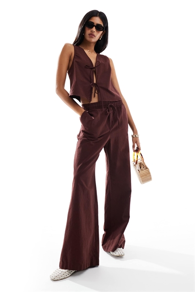 Брюки из льна с широкими брючинами co-ord артикул 148295631