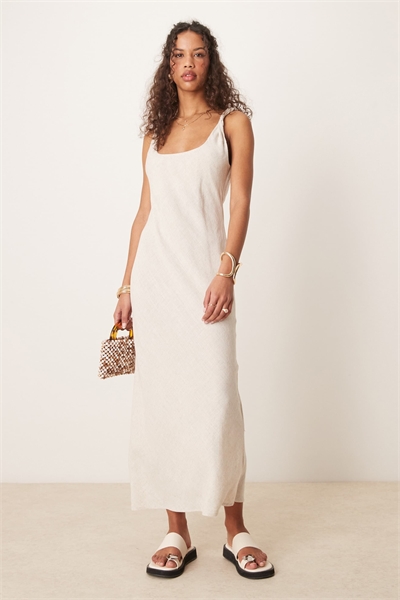 Макси-сарафан из льна с косыми бретелями артикул 140045597