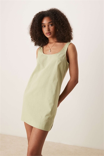 Мини-сарафан из хлопка и льна с круглым вырезом артикул 146739641