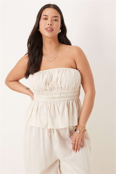 ASOS DESIGN Curve Belle — бандо с драпировкой для пляжа из льна артикул 142910108