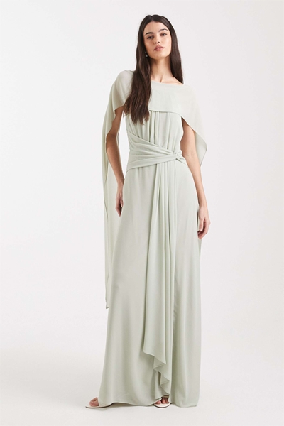Макси-платье для подружки невесты с шифоновой накидкой и закрученным элементом артикул 153113238